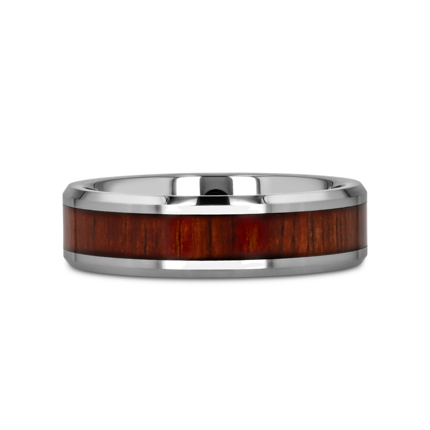 KONA Koa Wood Inlaid Tungsten Carbide Ring with Bevels - 4mm - 7mm