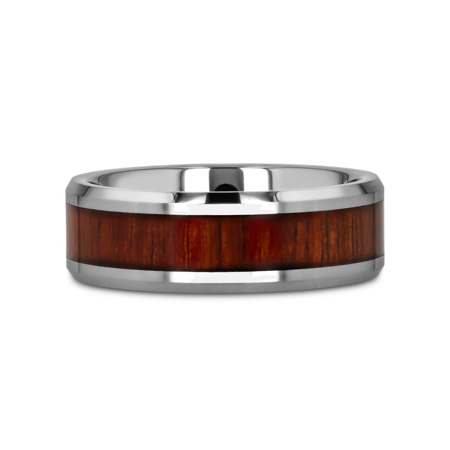 KONA Koa Wood Inlaid Tungsten Carbide Ring with Bevels - 4mm - 7mm