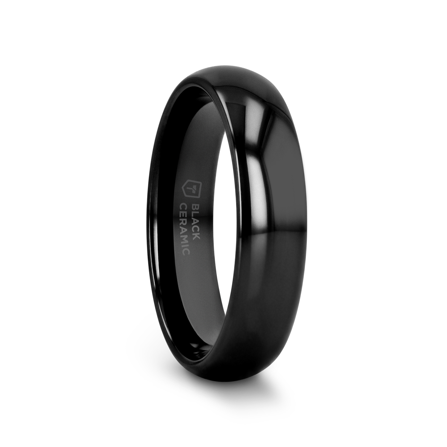 LANDON Domed Polish Finished Black Ceramic Ring - 2mm - 6mm