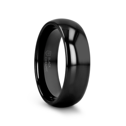 LANDON Domed Polish Finished Black Ceramic Ring - 2mm - 6mm