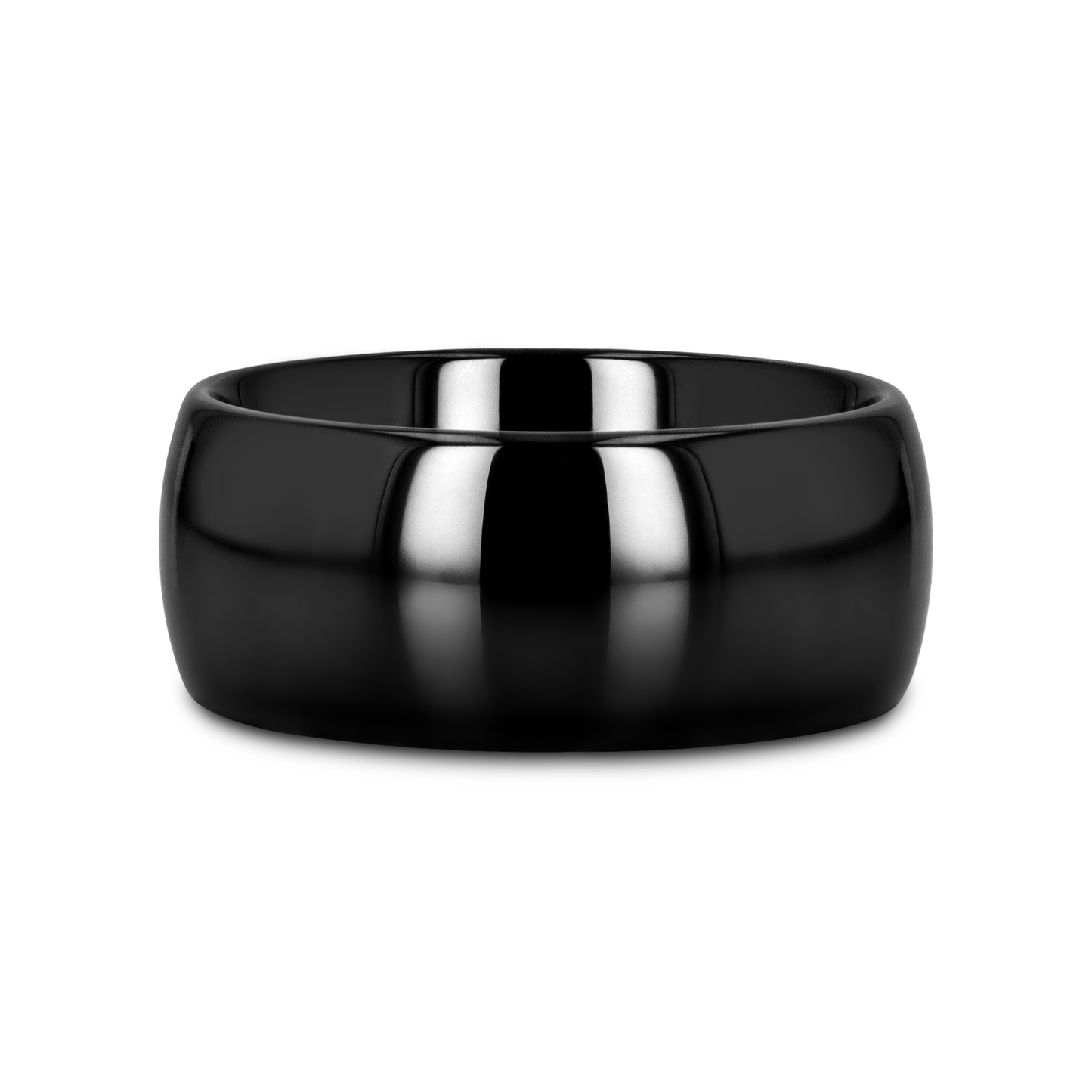 LANDON Domed Polish Finished Black Ceramic Ring - 8mm - 12mm