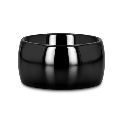 LANDON Domed Polish Finished Black Ceramic Ring - 8mm - 12mm