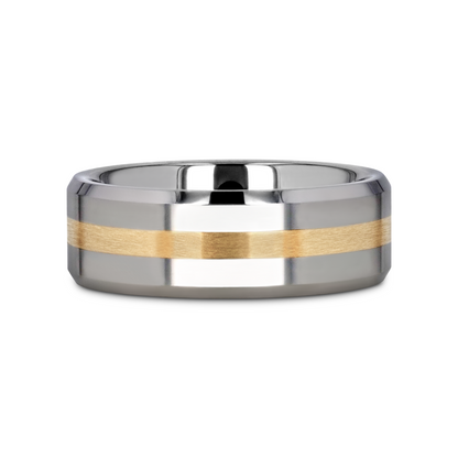LEGIONAIRE Gold Inlaid Beveled Tungsten Ring - 6mm & 8mm