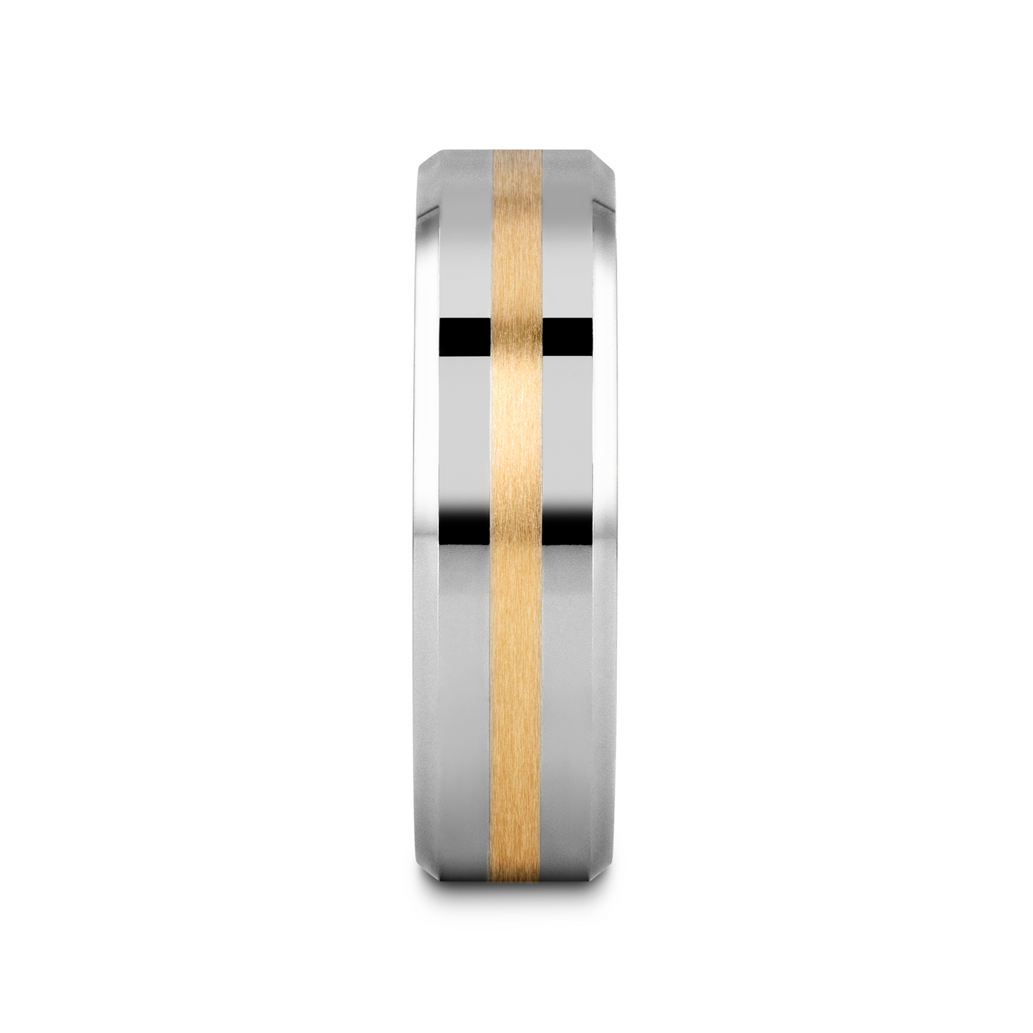 LEGIONAIRE Gold Inlaid Beveled Tungsten Ring - 6mm & 8mm