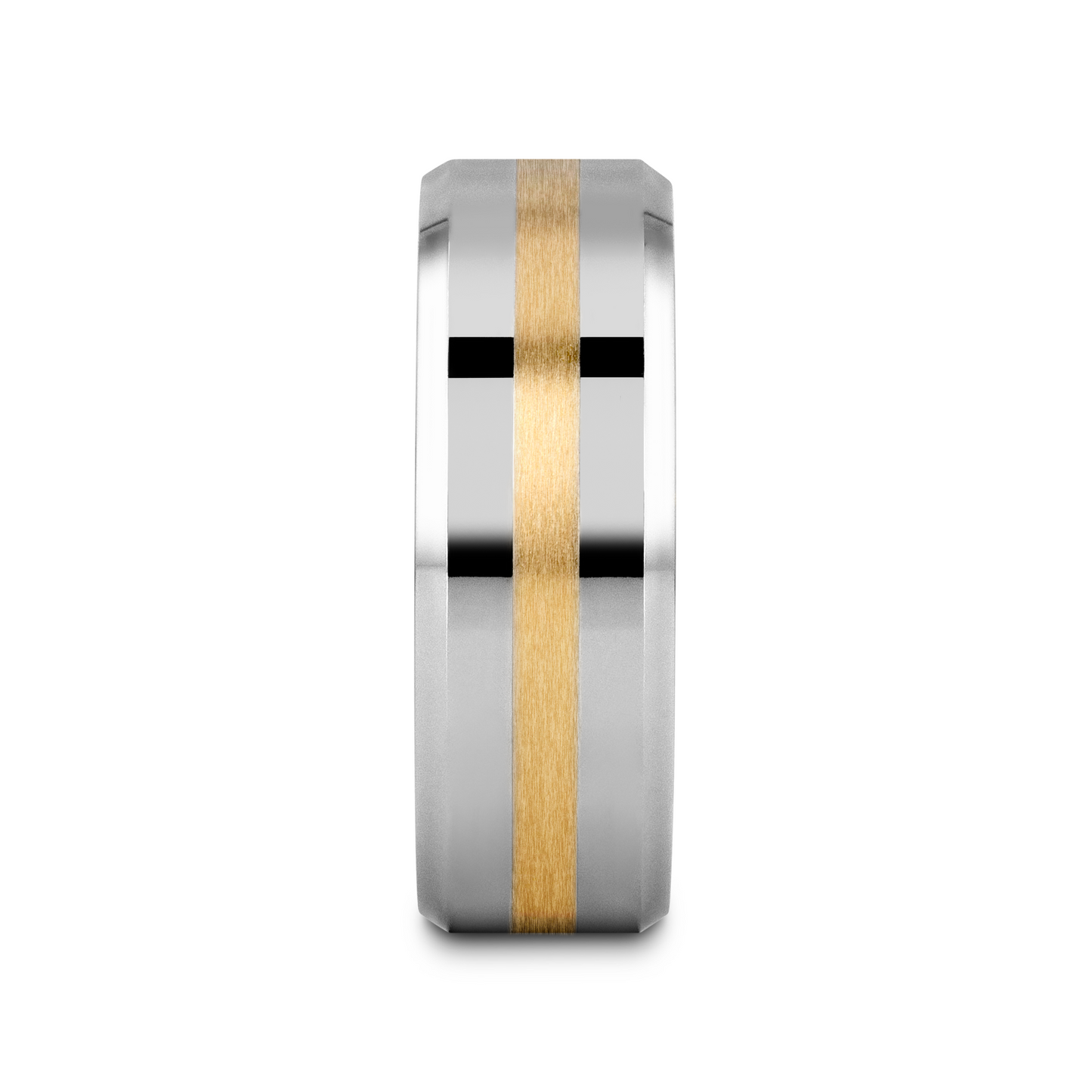 LEGIONAIRE Gold Inlaid Beveled Tungsten Ring - 6mm & 8mm