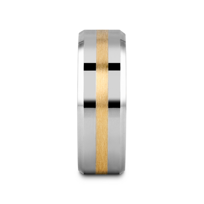 LEGIONAIRE Gold Inlaid Beveled Tungsten Ring - 6mm & 8mm