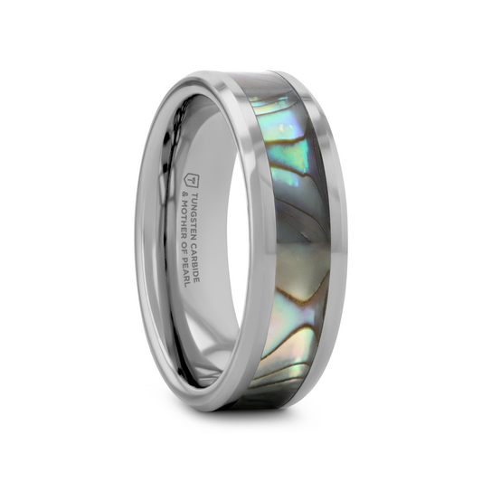 MAUI Tungsten Wedding Band with Mother of Pearl Inlay - 4mm - 6mm