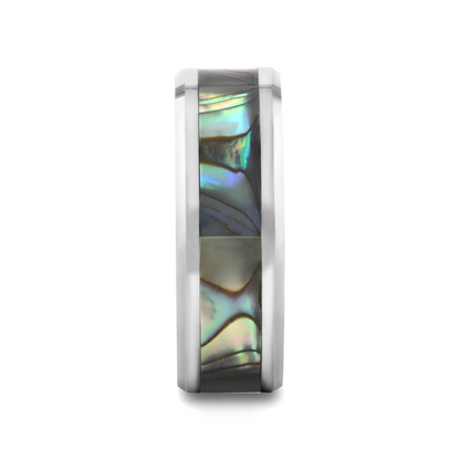 MAUI Tungsten Wedding Band with Mother of Pearl Inlay - 8mm - 10mm