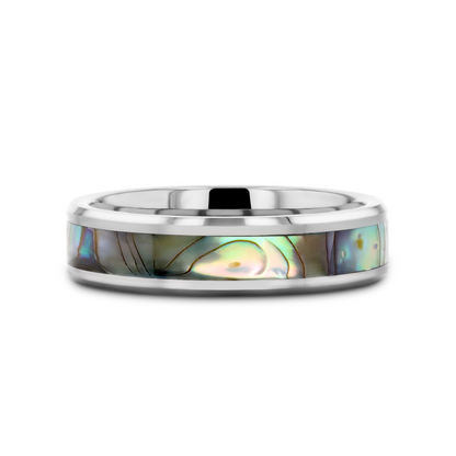 MAUI Tungsten Wedding Band with Mother of Pearl Inlay - 8mm - 10mm