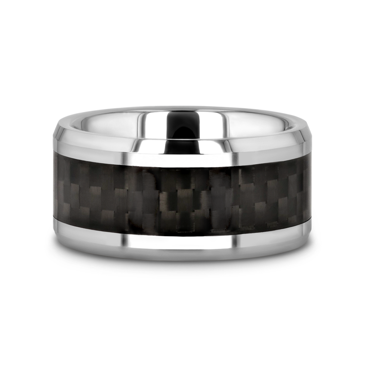 MAXIMUS Black Carbon Fiber Inlay Tungsten Carbide Wedding Band - 8mm - 12mm