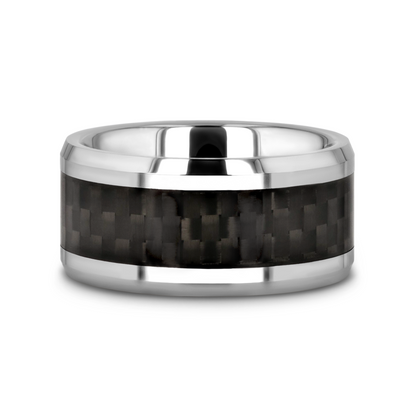 MAXIMUS Black Carbon Fiber Inlay Tungsten Carbide Wedding Band - 8mm - 12mm