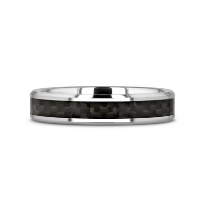 MAXIMUS Black Carbon Fiber Inlay Tungsten Carbide Wedding Band - 8mm - 12mm