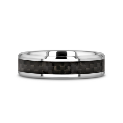 MAXIMUS Black Carbon Fiber Inlay Tungsten Carbide Wedding Band - 8mm - 12mm