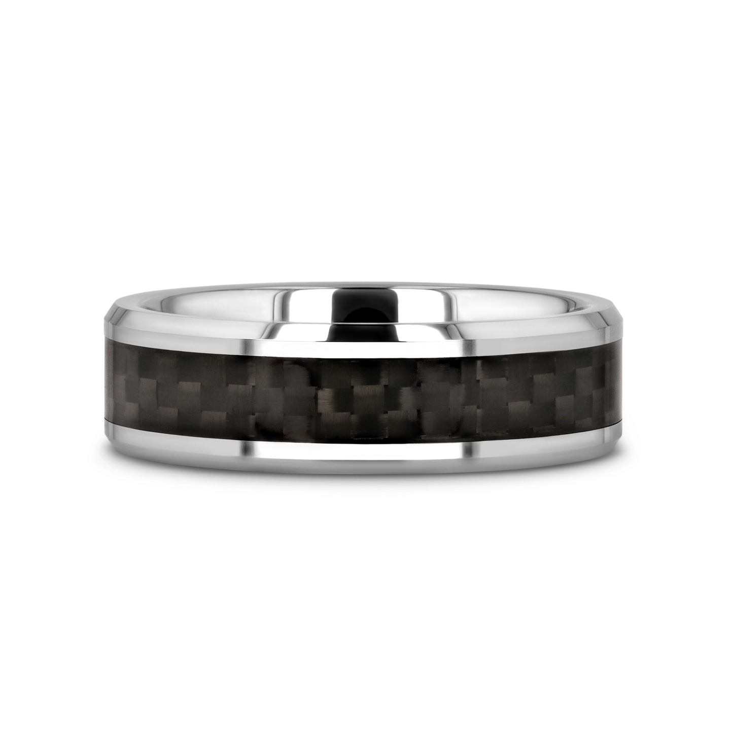MAXIMUS Black Carbon Fiber Inlay Tungsten Carbide Wedding Band - 8mm - 12mm