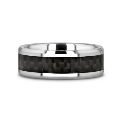MAXIMUS Black Carbon Fiber Inlay Tungsten Carbide Wedding Band - 8mm - 12mm