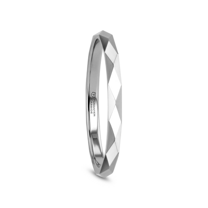 MILLENNIUM Tungsten Wedding Band with 288 Diamond Facets – 2mm – 10mm