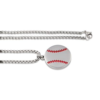 Stainless Steel Baseball Pendant with Matching Chain