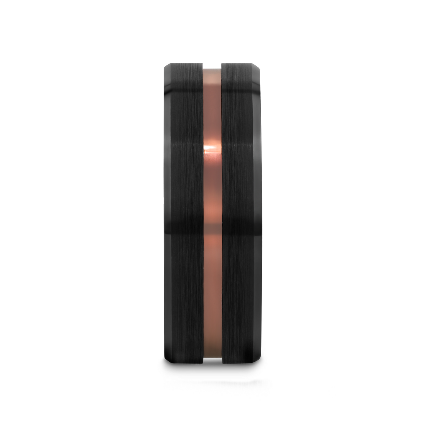 NEVAN Flat Brushed Black Tungsten Men’s Wedding Band with Espresso Groove Center - 8mm