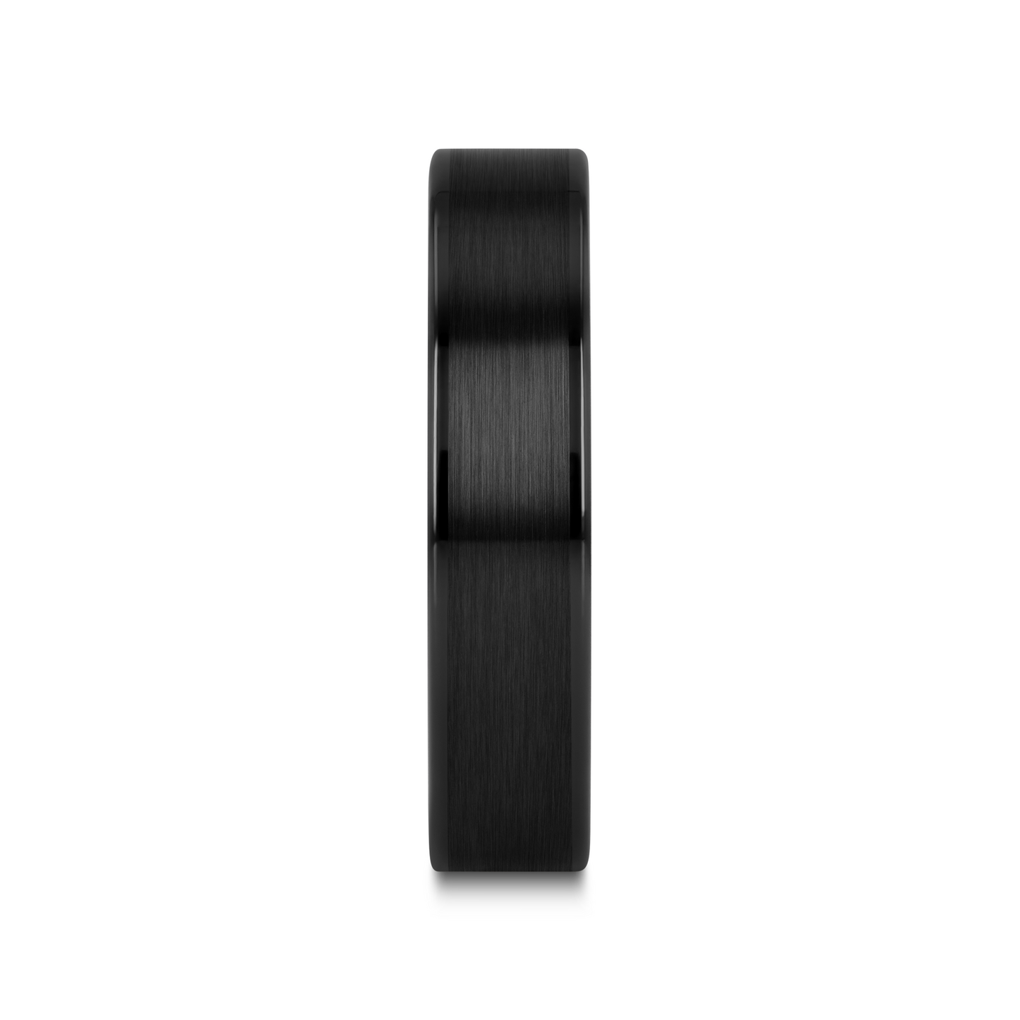 OCTAVIUS Flat Black Ceramic Ring with Brushed Center & Polished Edges - 4mm - 6mm