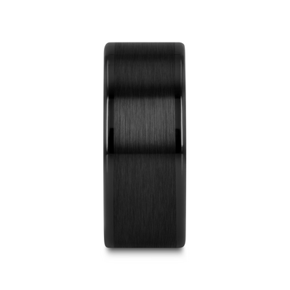 OCTAVIUS Flat Black Ceramic Ring with Brushed Center & Polished Edges - 8mm - 12mm