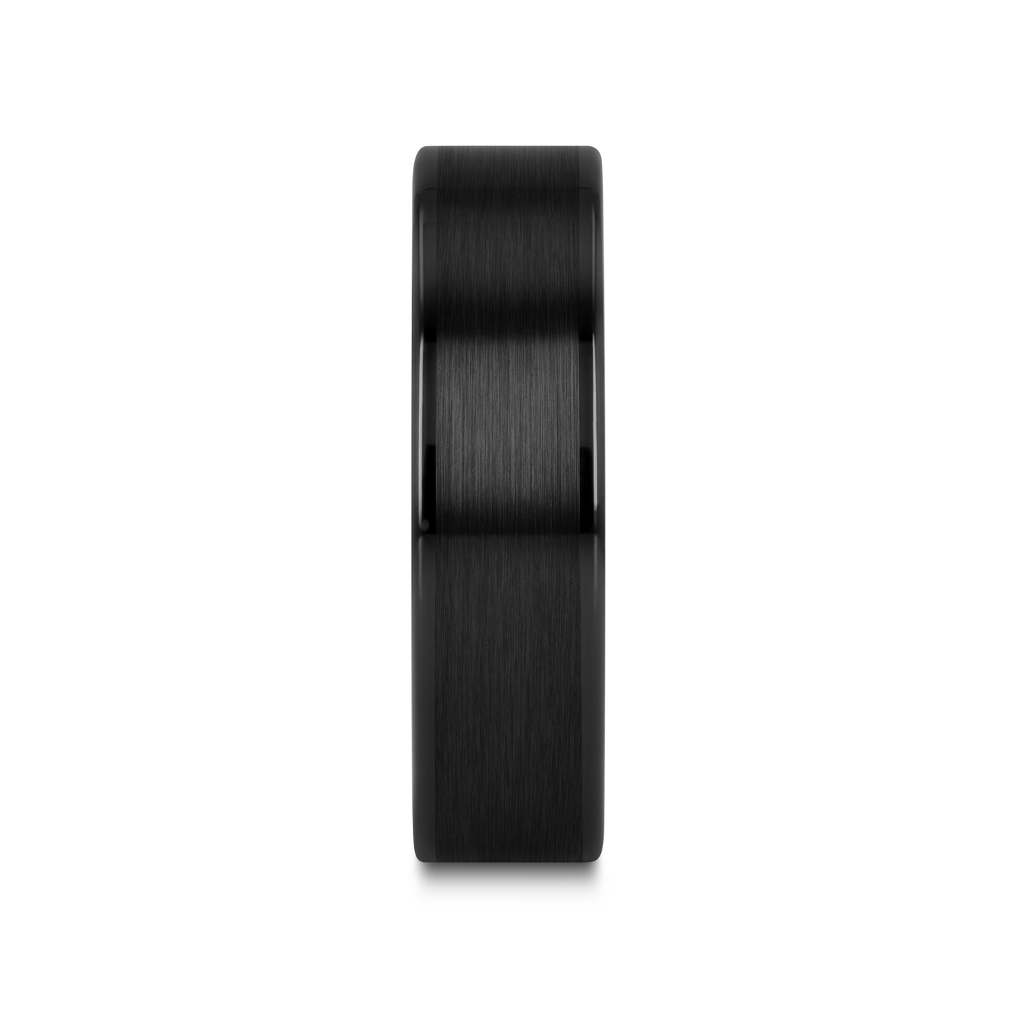 OCTAVIUS Flat Black Ceramic Ring with Brushed Center & Polished Edges - 4mm - 6mm