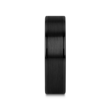 OCTAVIUS Flat Black Ceramic Ring with Brushed Center & Polished Edges - 4mm - 6mm