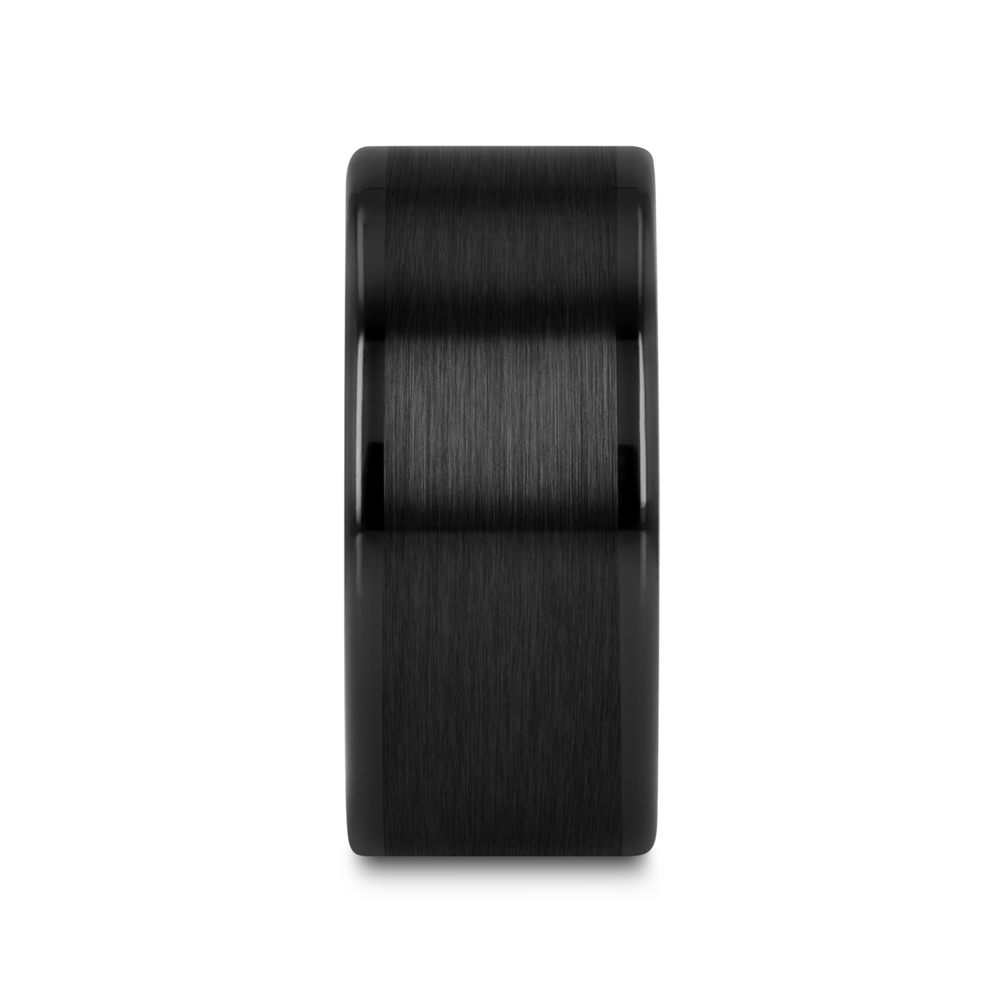 OCTAVIUS Flat Black Ceramic Ring with Brushed Center & Polished Edges - 8mm - 12mm