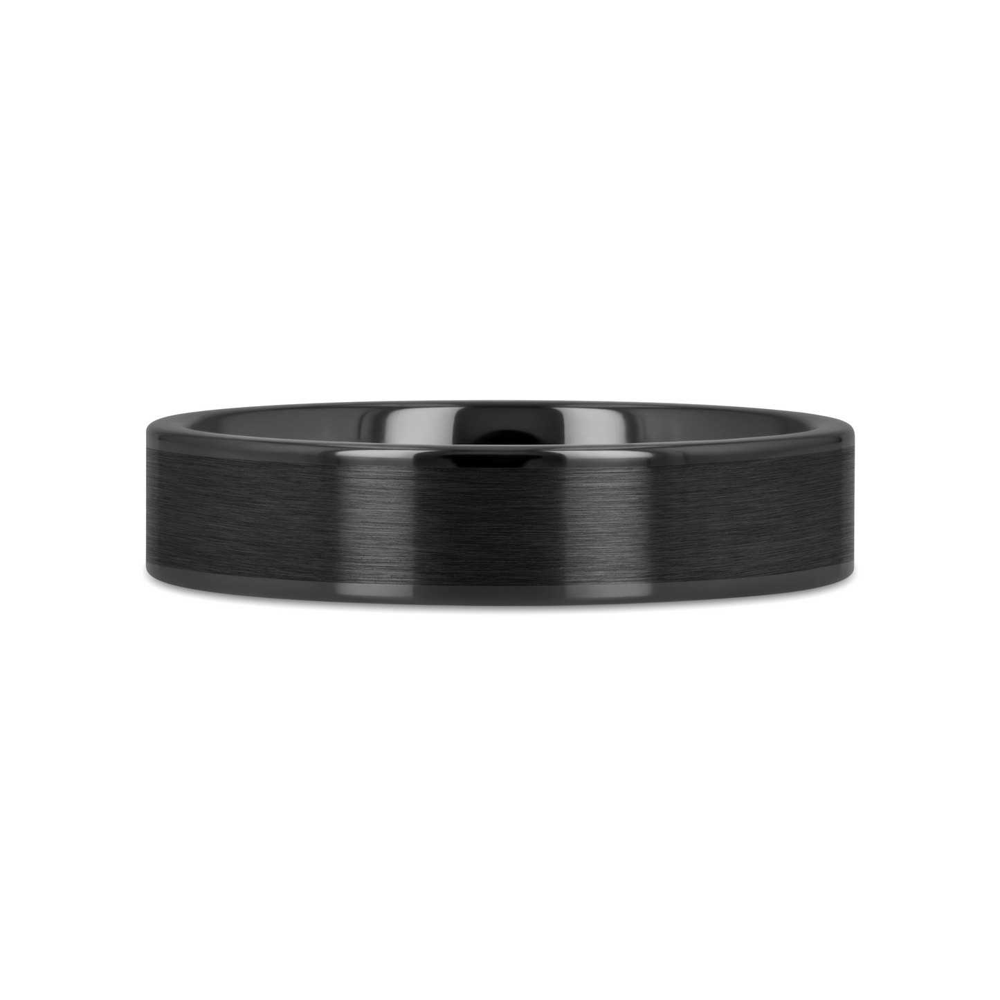 OCTAVIUS Flat Black Ceramic Ring with Brushed Center & Polished Edges - 4mm - 6mm