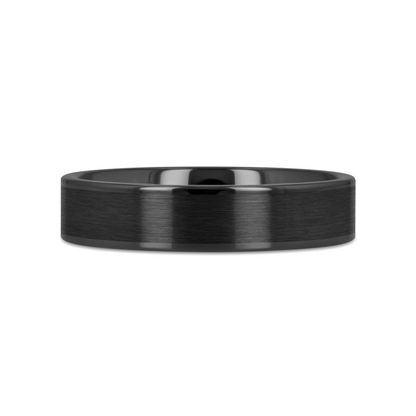 OCTAVIUS Flat Black Ceramic Ring with Brushed Center & Polished Edges - 4mm - 6mm