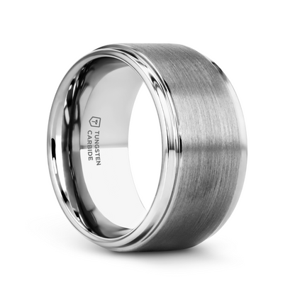 OPTIMUS Raised Center with Brush Finish Tungsten Ring - 8mm - 12mm