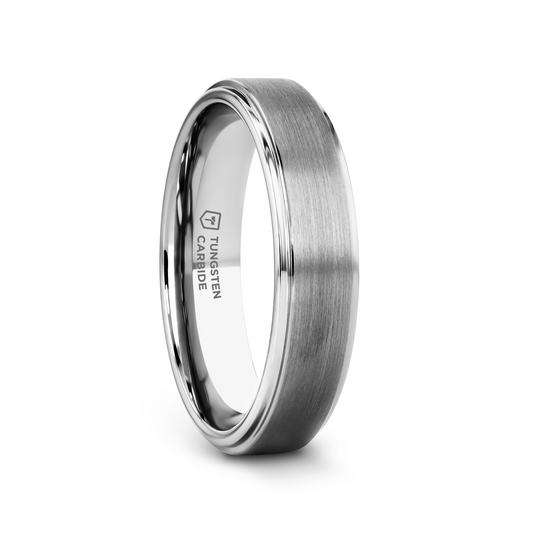 OPTIMUS Raised Center with Brush Finish Tungsten Ring - 4mm - 7mm