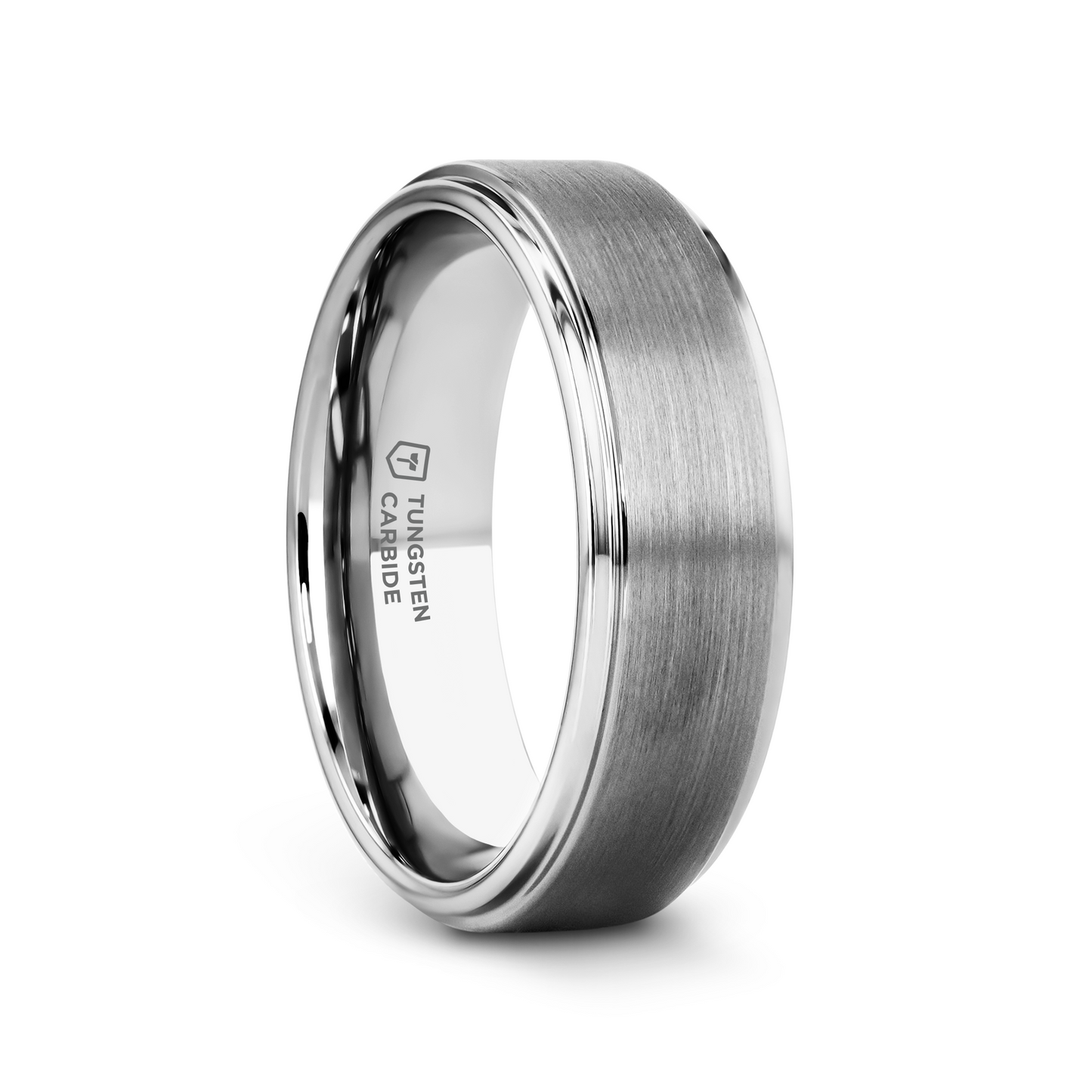 OPTIMUS Raised Center with Brush Finish Tungsten Ring - 4mm - 7mm