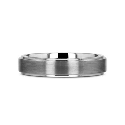 OPTIMUS Raised Center with Brush Finish Tungsten Ring - 4mm