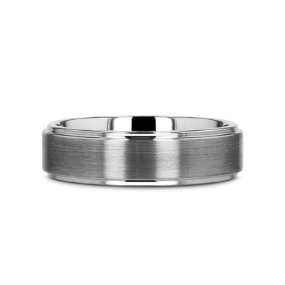 OPTIMUS Raised Center with Brush Finish Tungsten Ring - 4mm - 7mm