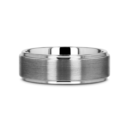OPTIMUS Raised Center with Brush Finish Tungsten Ring - 4mm - 7mm