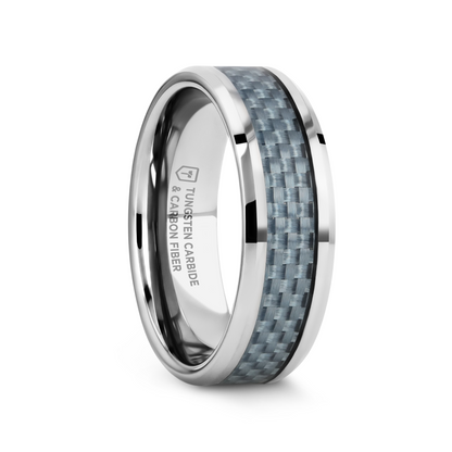 AUGUSTUS Blue Carbon Fiber Inlay Tungsten Carbide Band - 4mm - 10mm