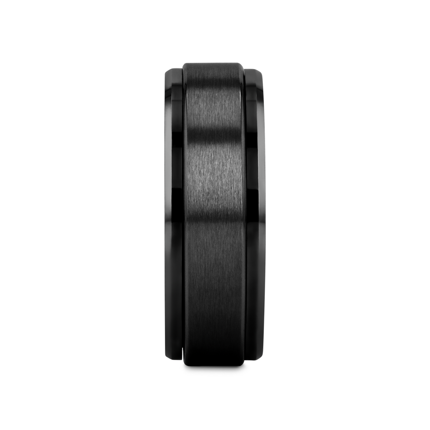 REVOLVE Black Tungsten Brushed Finish Spinner Polished Base Spinning Band - 6mm & 8mm