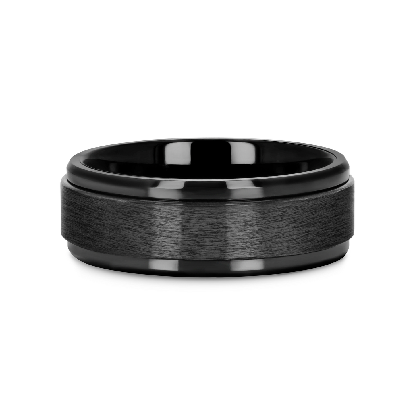 REVOLVE Black Tungsten Brushed Finish Spinner Polished Base Spinning Band - 6mm & 8mm