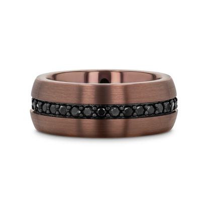 ARTEMIS Espresso Tungsten Carbide Ring with Black Sapphires - 8mm
