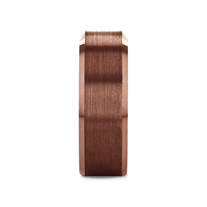 ROKA Flat Beveled Espresso Tungsten Carbide Ring with Brushed Center - 8mm