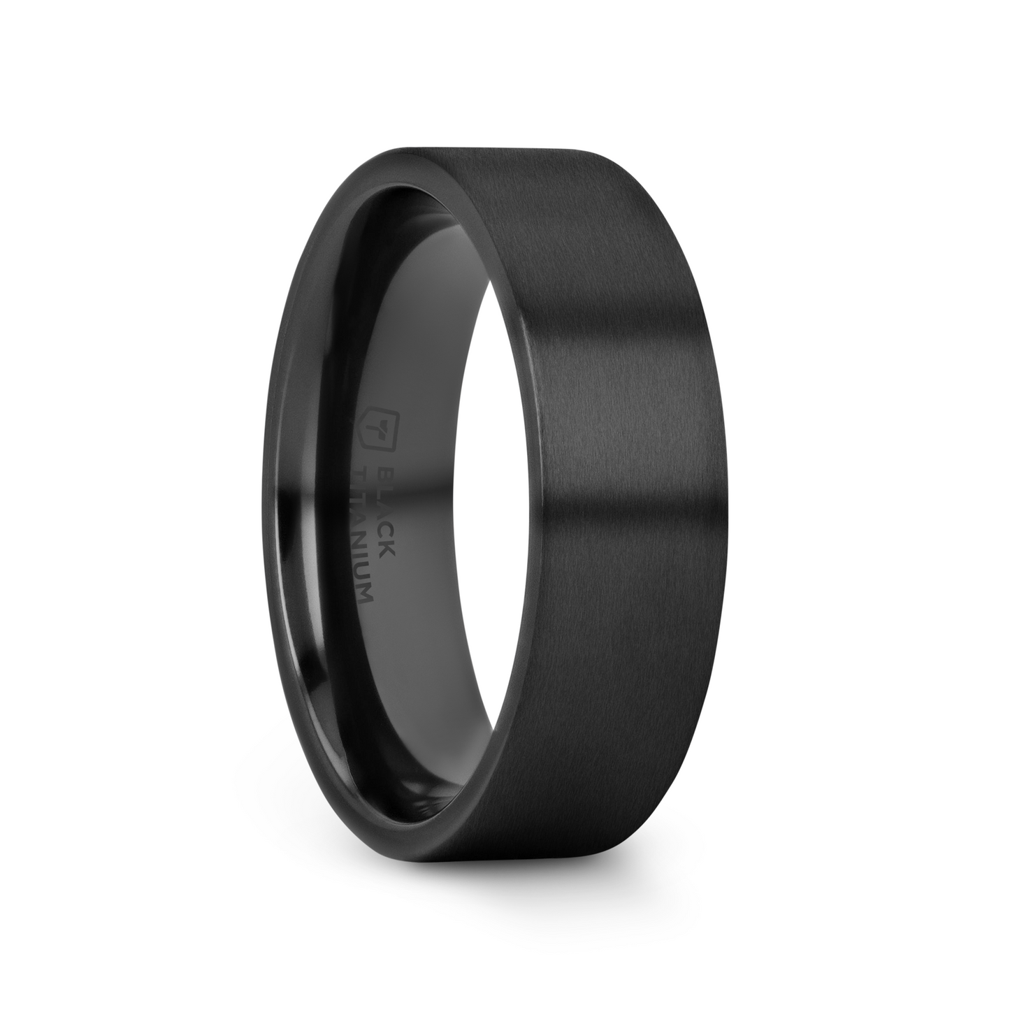 SAN BERNARDINO Brushed Finish Flat Black Titanium Men’s Wedding Band - 6mm & 8mm