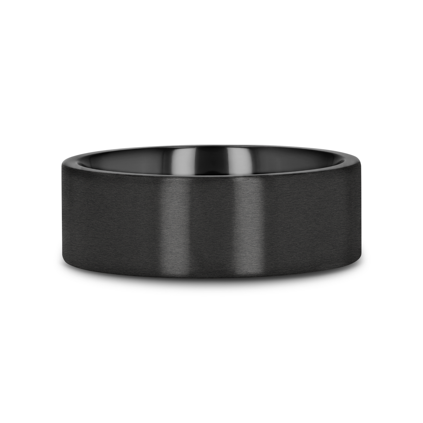SAN BERNARDINO Brushed Finish Flat Black Titanium Men’s Wedding Band - 6mm & 8mm