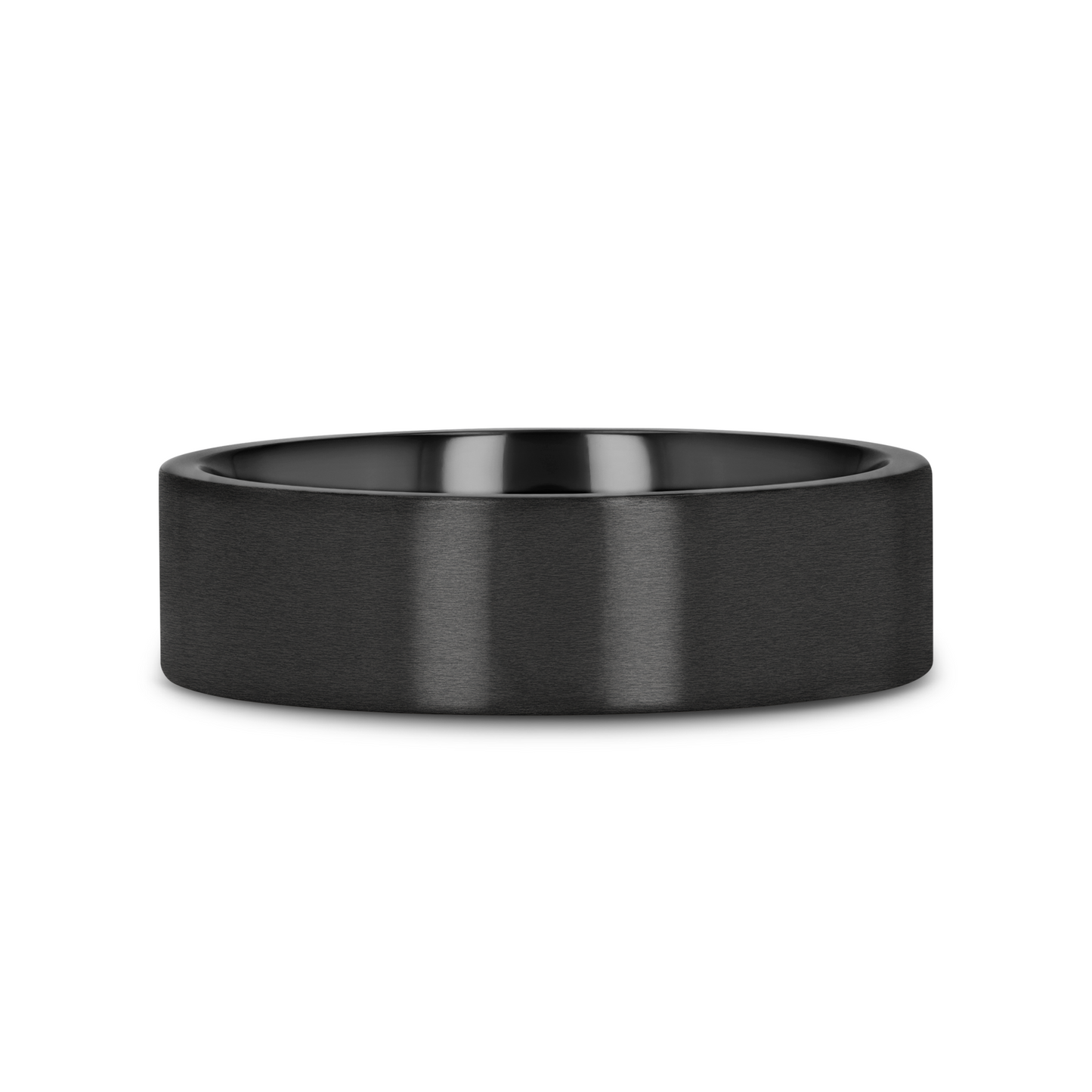 SAN BERNARDINO Brushed Finish Flat Black Titanium Men’s Wedding Band - 6mm & 8mm