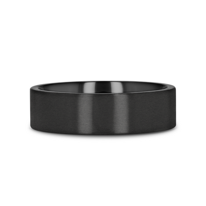 SAN BERNARDINO Brushed Finish Flat Black Titanium Men’s Wedding Band - 6mm & 8mm