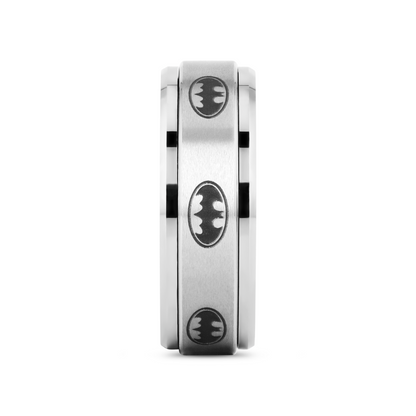 Spinning Engraved Batman Logo Tungsten Carbide Spinner Wedding Band - 8mm