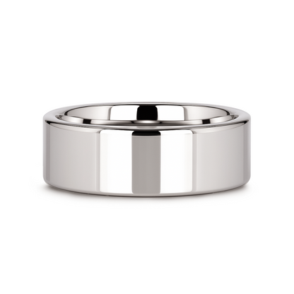 STOCKTON Flat Style White Tungsten Ring - 8mm - 12mm