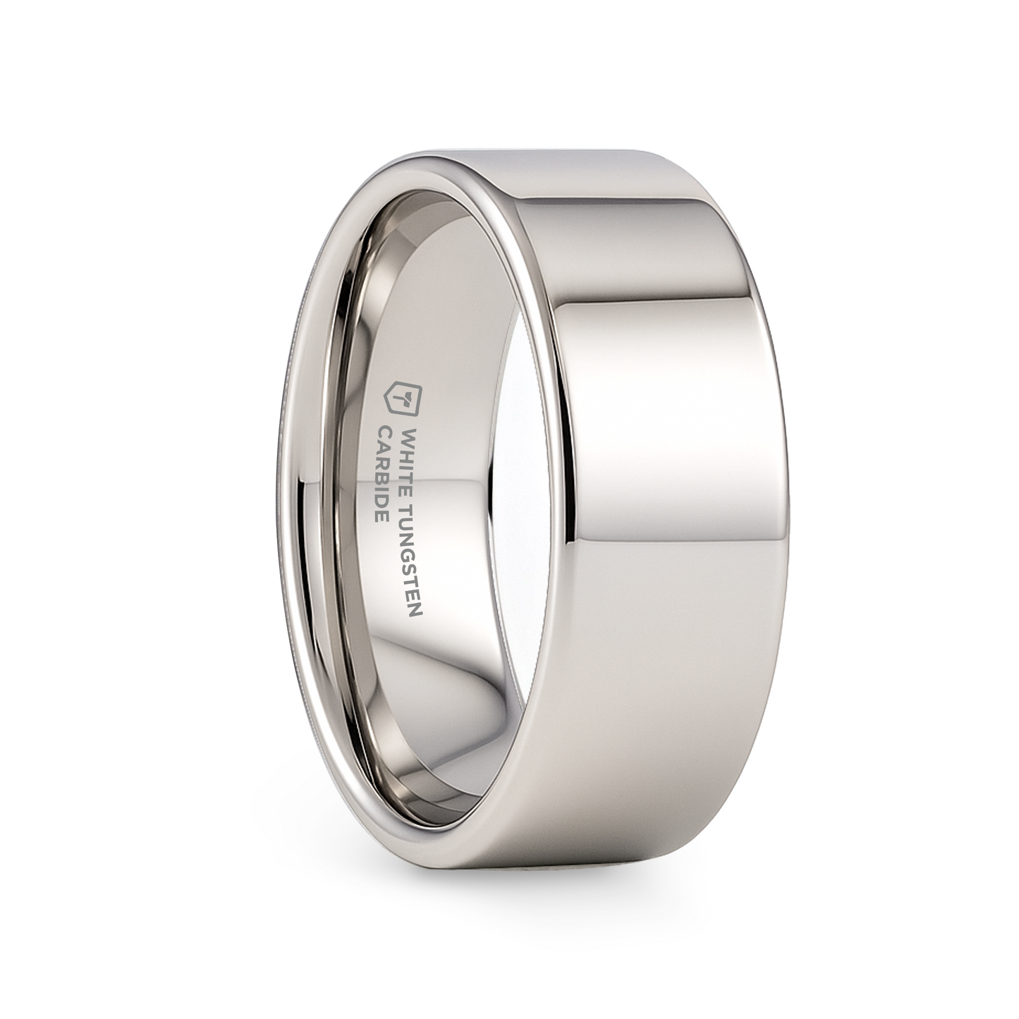STOCKTON Flat Style White Tungsten Ring - 8mm - 12mm