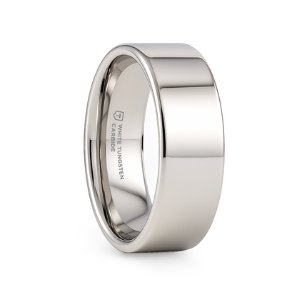 STOCKTON Flat Style White Tungsten Ring - 8mm - 12mm