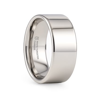 STOCKTON Flat Style White Tungsten Ring - 8mm - 12mm