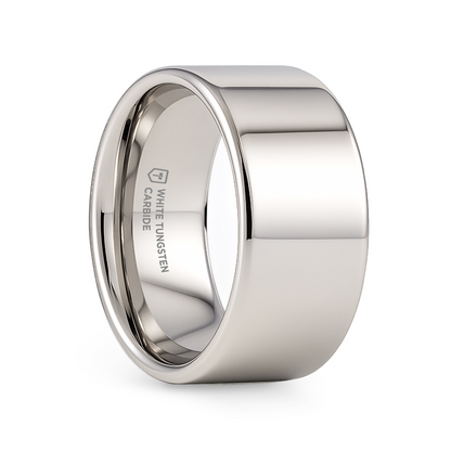 STOCKTON Flat Style White Tungsten Ring - 8mm - 12mm